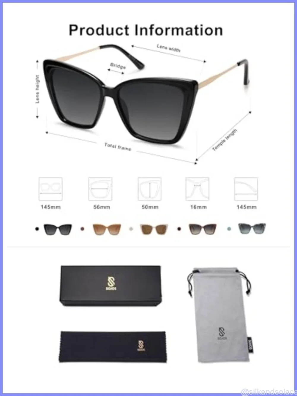 Polarized Oversized Square Cat Eye Sunglasses UV Protection